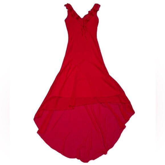 Liz Ann Moda Elegancia y Estilo beautiful red dress with low V Neck Size 32 - Picture 1 of 10
